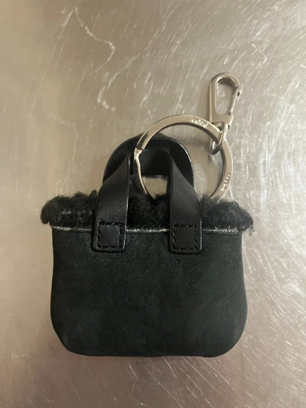 UGG Australia Black Suede Mini Purse Keychain